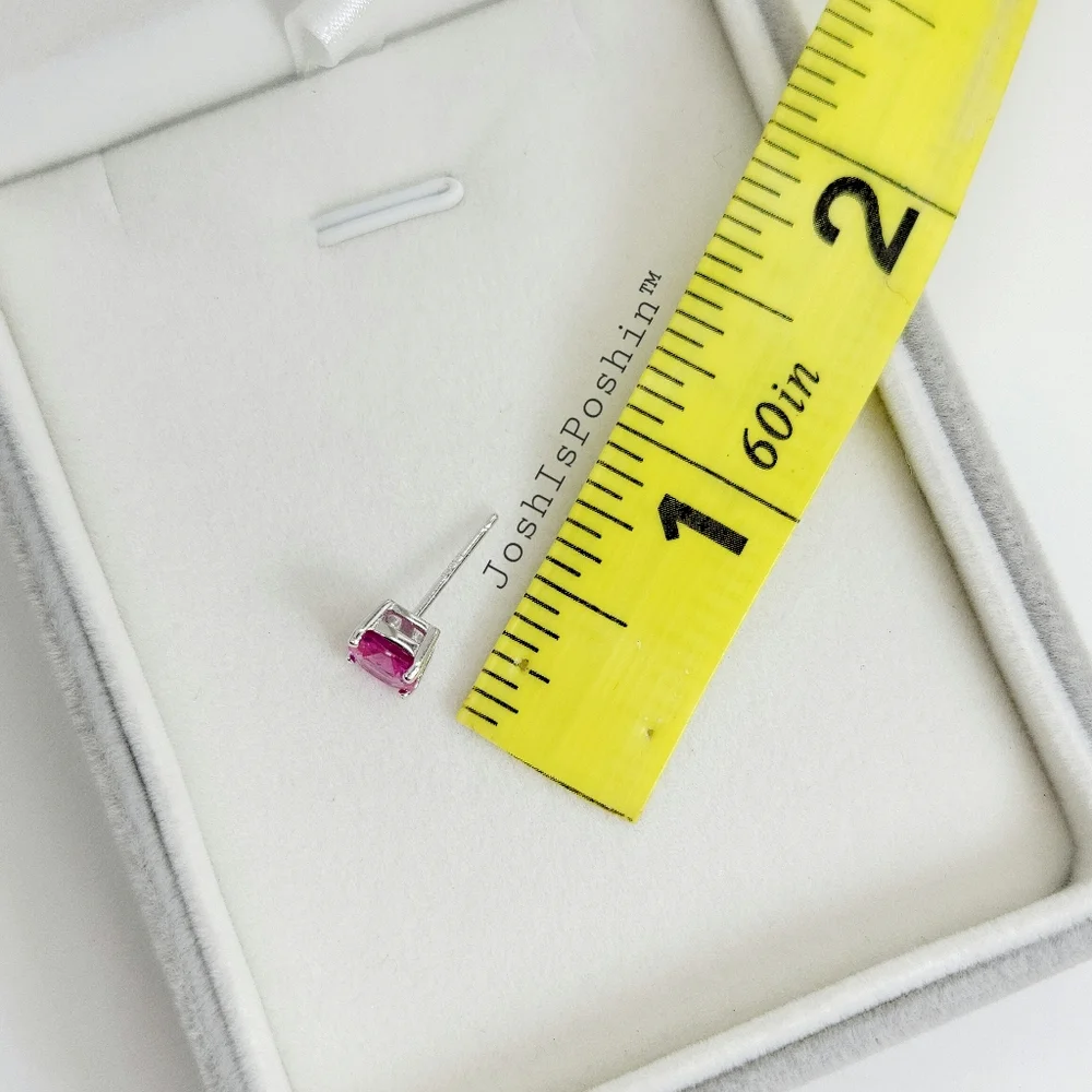 1.6CT. T.W. Cushion cut hot pink sapphire stud earrings in sterling silver
